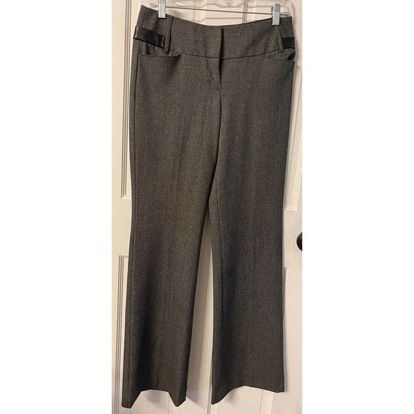 Express Editor Pants Womens 2R Heathered Black trouser Wide Band Flare Leg NEW - Picture 1 of 7